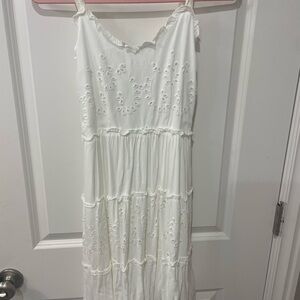 Maurices White Eyelet Maxi Dress